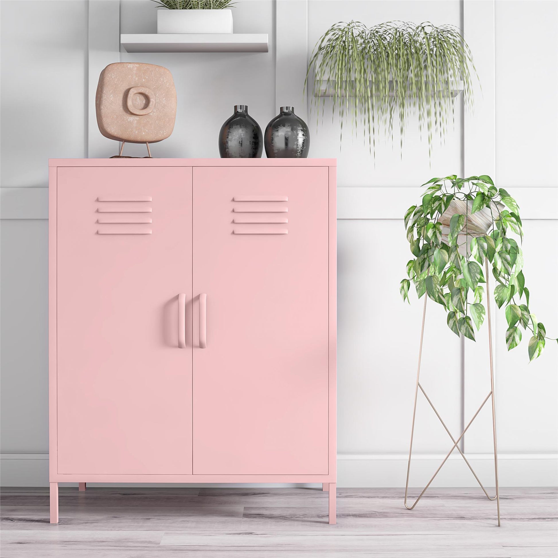 Cache 2 Door Metal Locker Storage Cabinet, Orange - Orange
