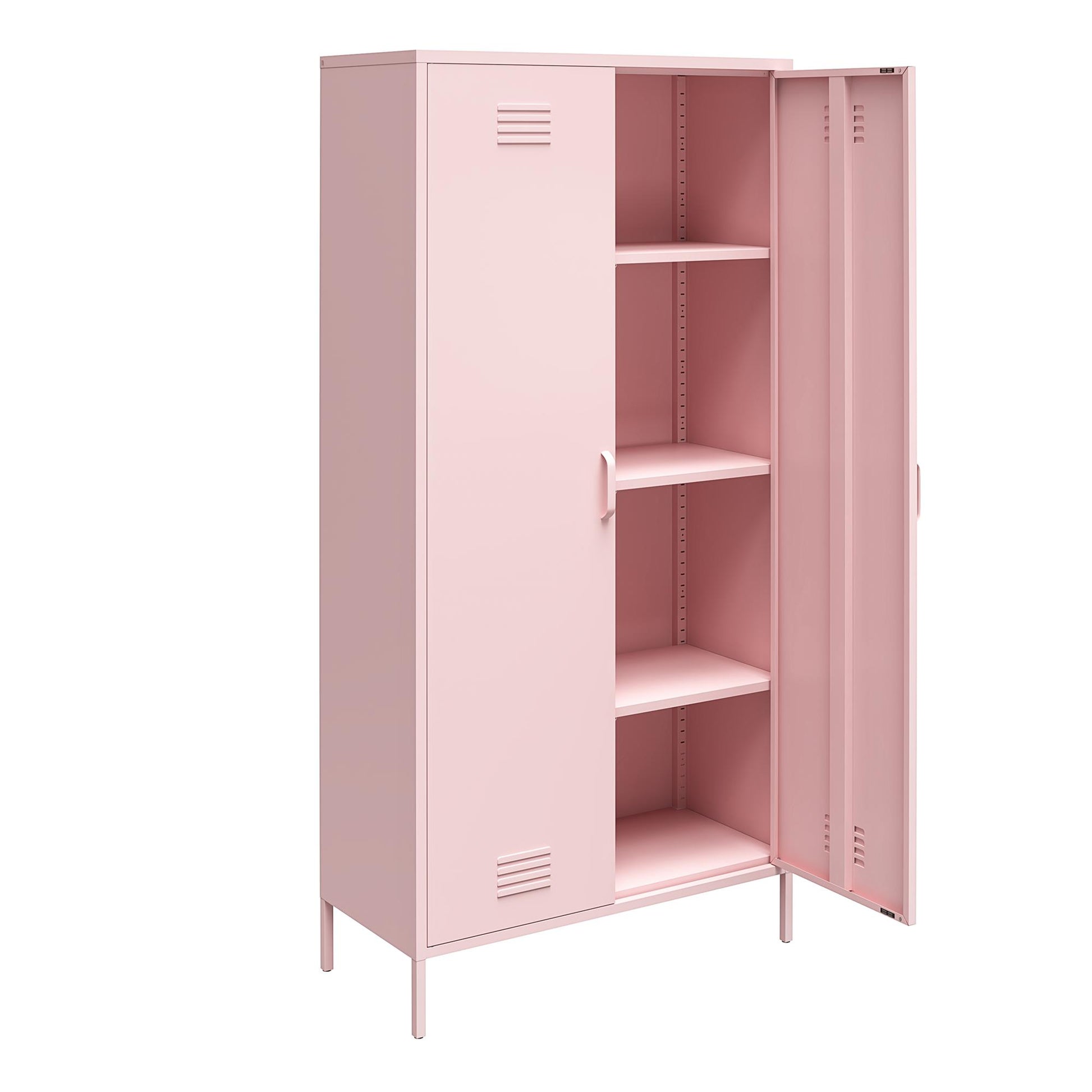 Cache Tall 2 Door Metal Locker Cabinet, Bashful Pink - Bashful