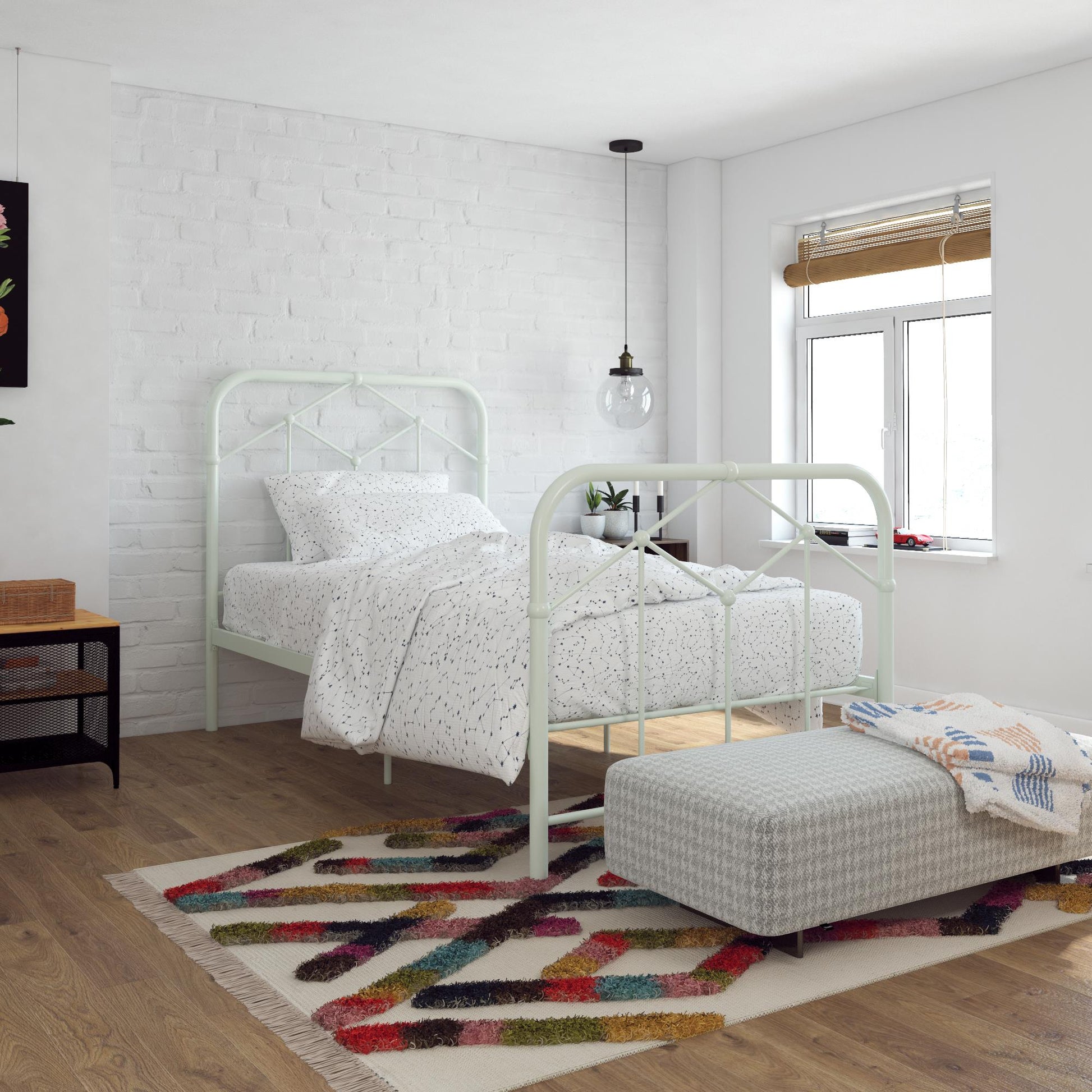 Francis Farmhouse Metal Bed - Green - Twin