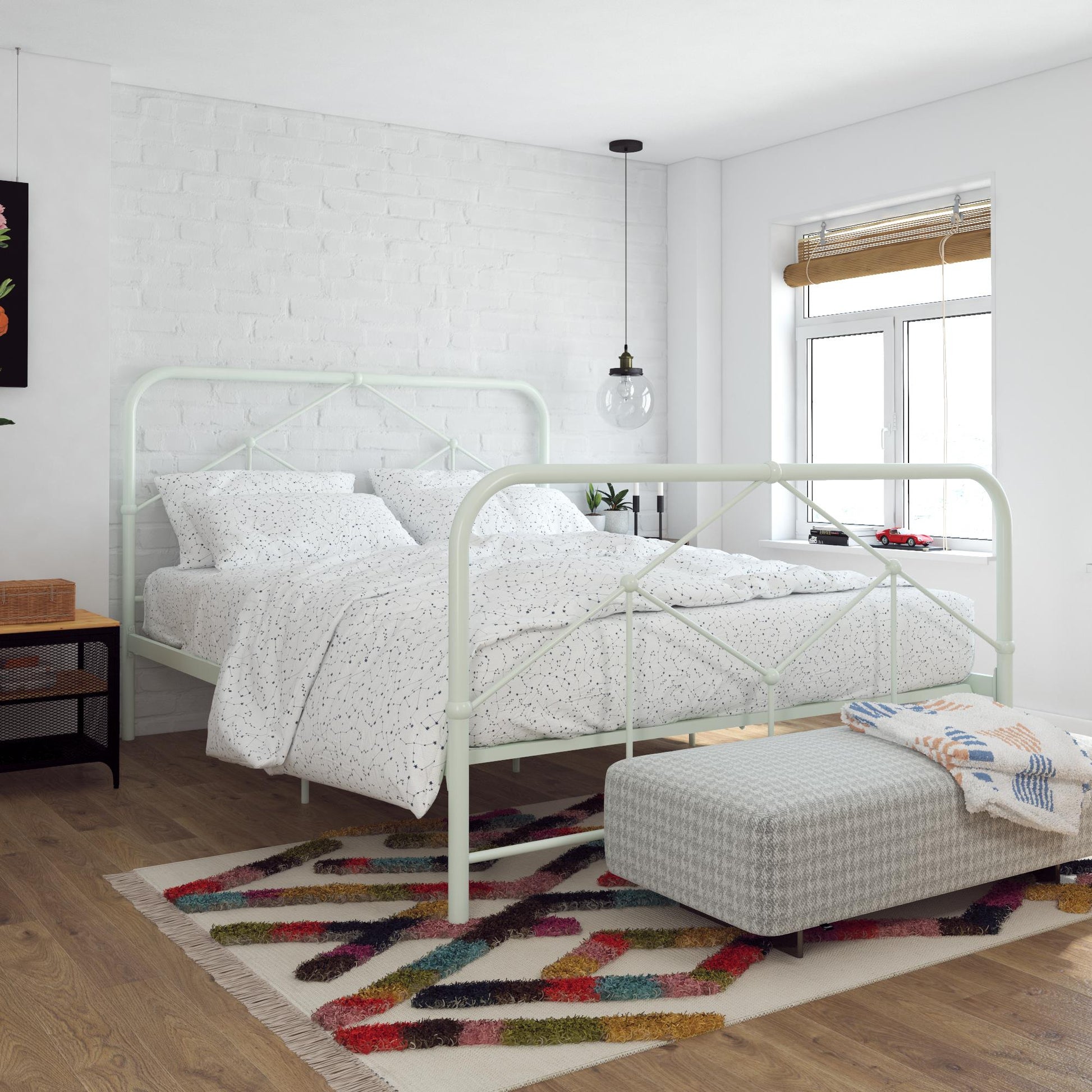 Francis Farmhouse Metal Bed - Green - Full