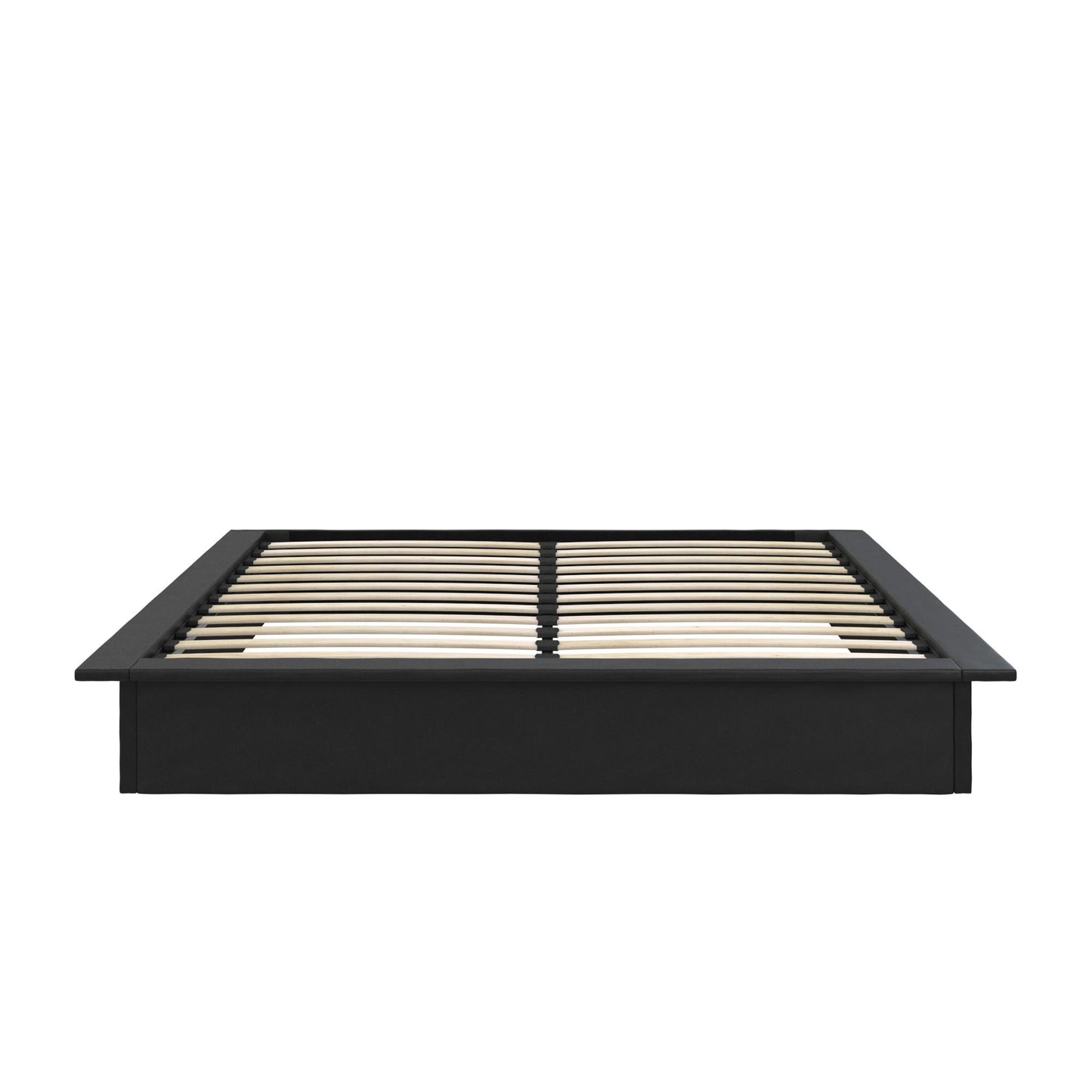 Alden Contemporary Upholstered Platform Bed with Slats - Black - King