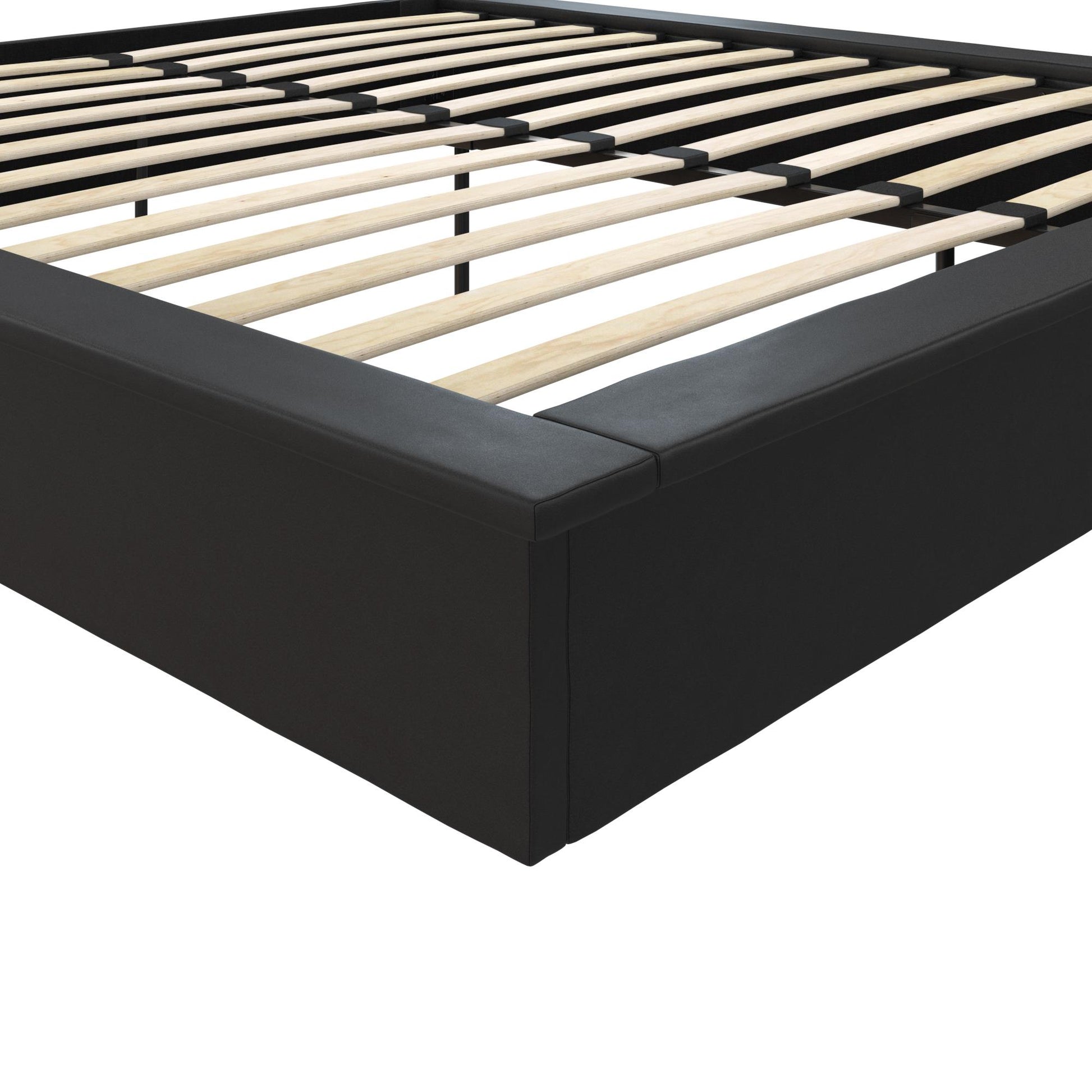 Alden Contemporary Upholstered Platform Bed with Slats - Black - King