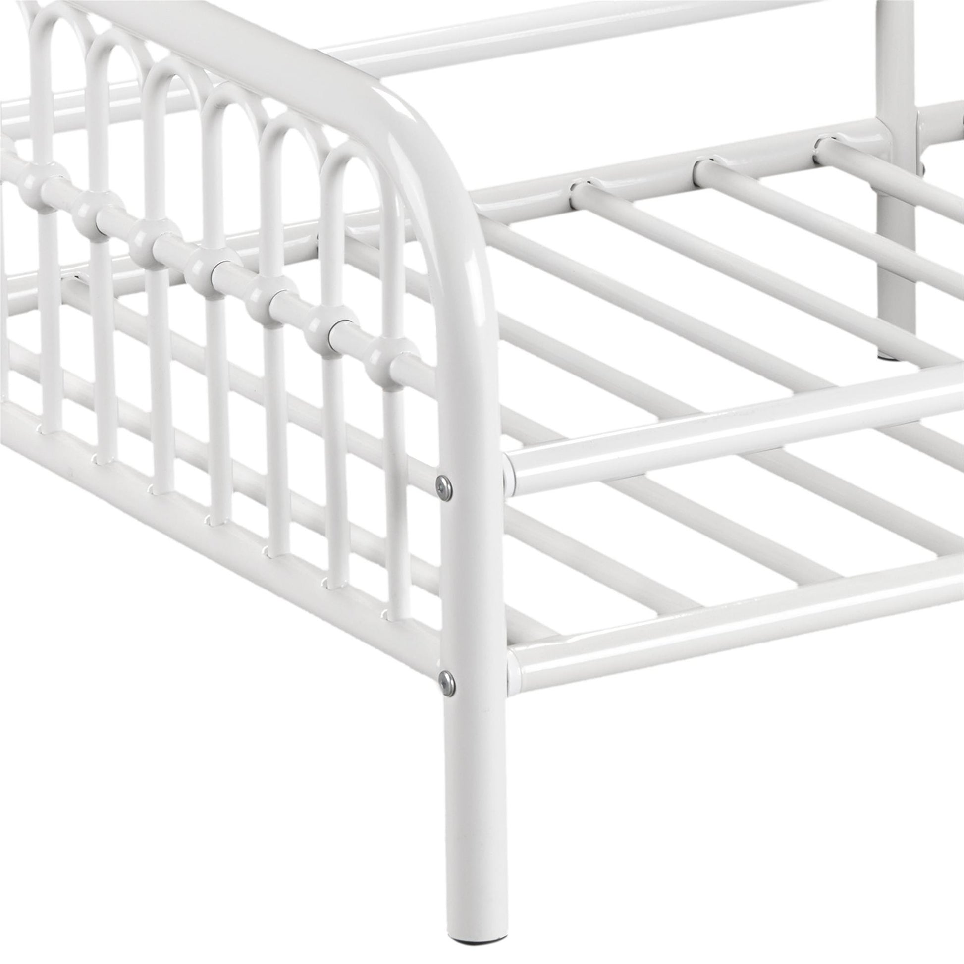 Monarch Hill Ivy Metal Toddler Bed with Classic Wrought-Iron Look - White