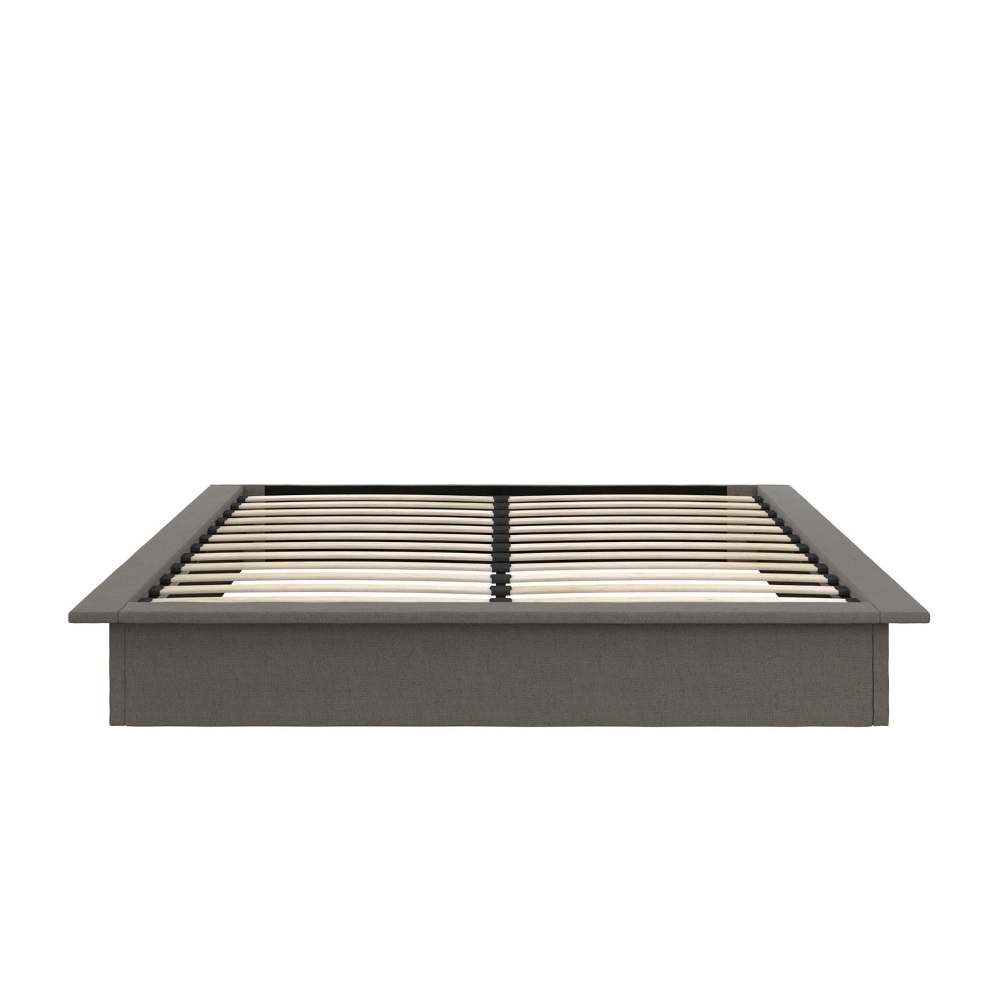 Alden Contemporary Upholstered Platform Bed with Slats - Grey Linen - King