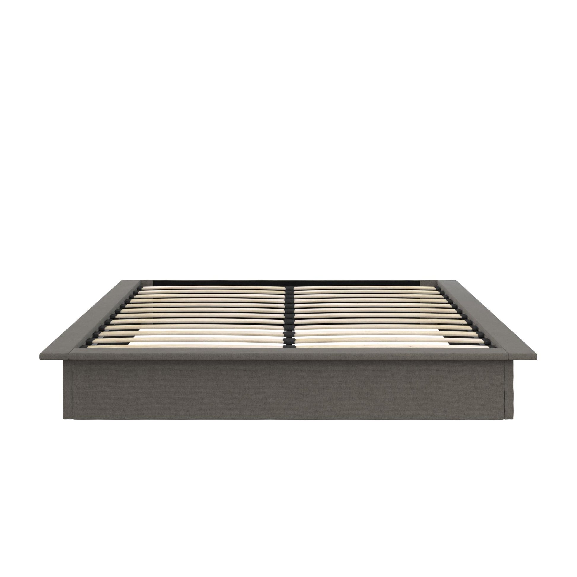 Alden Contemporary Upholstered Platform Bed with Slats - Grey Linen - King