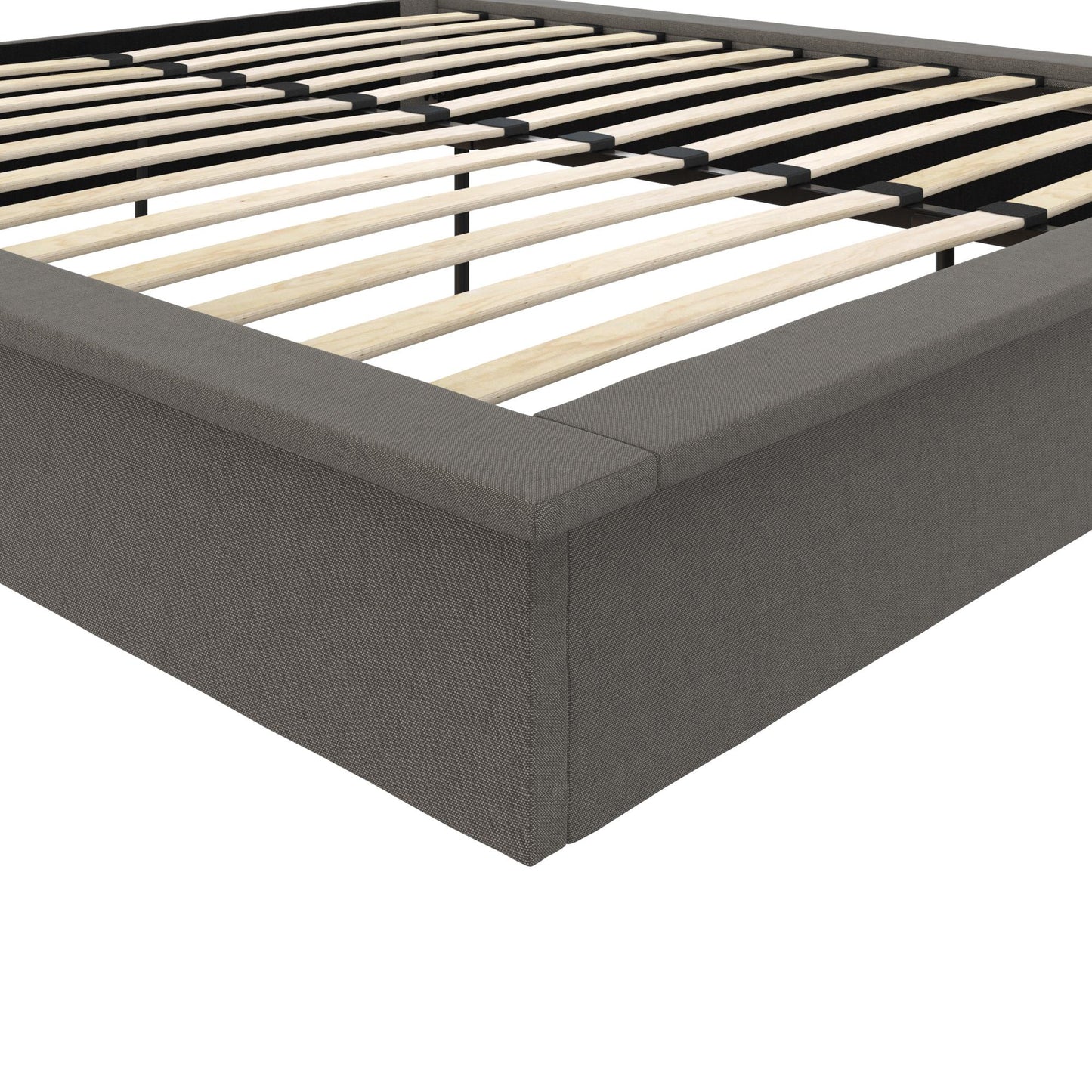 Alden Contemporary Upholstered Platform Bed with Slats - Grey Linen - King