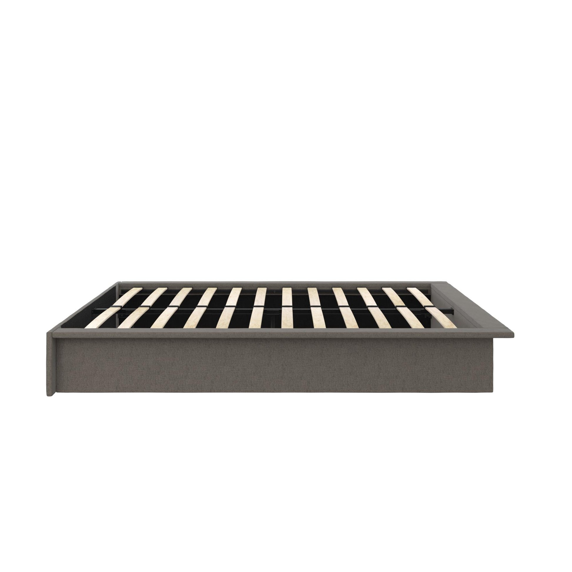 Alden Contemporary Upholstered Platform Bed with Slats - Grey Linen - King