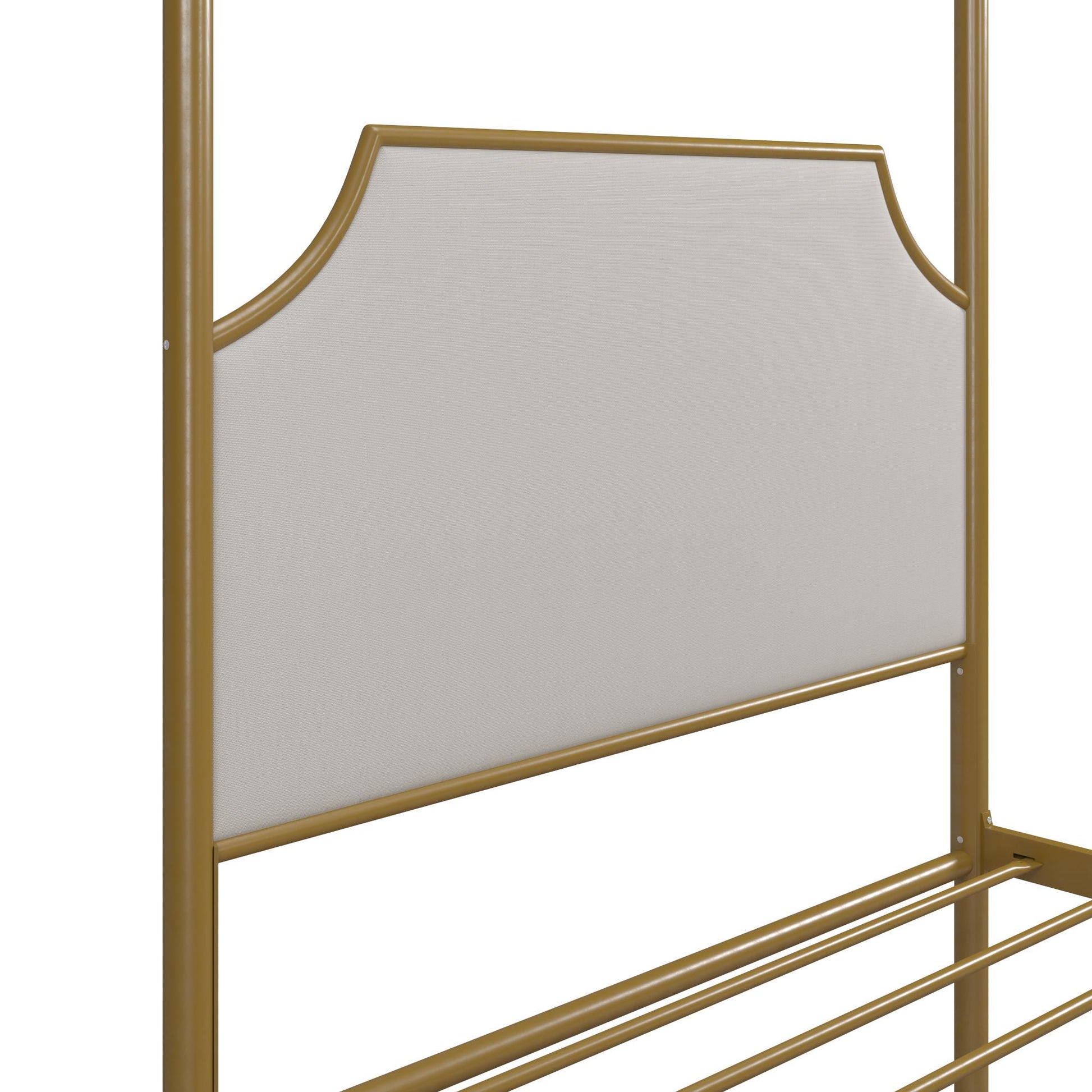 Monarch Hill Clementine Canopy Bed with Linen Headboard and Footboard - Gold - Twin