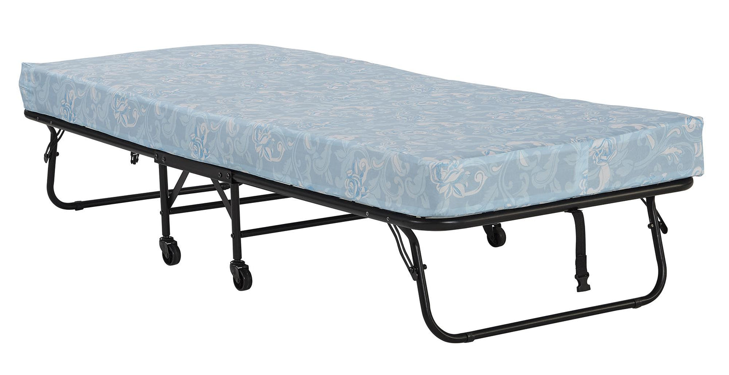 Levy Folding Guest Bed with Metal Frame and 4 Inch Mattress - Black - Twin