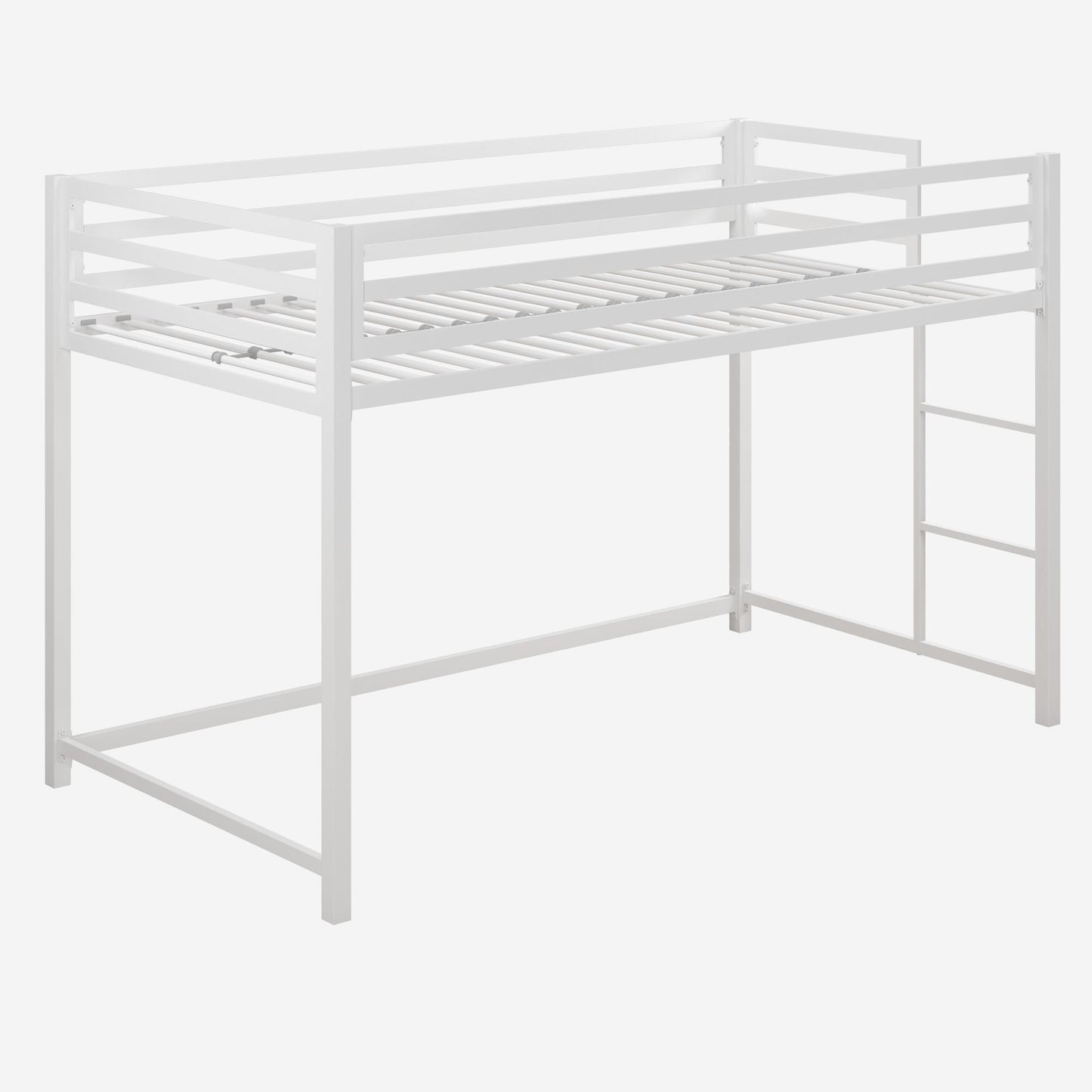 Miles Metal Junior Twin Loft Bed with Integrated Ladder - White - Twin
