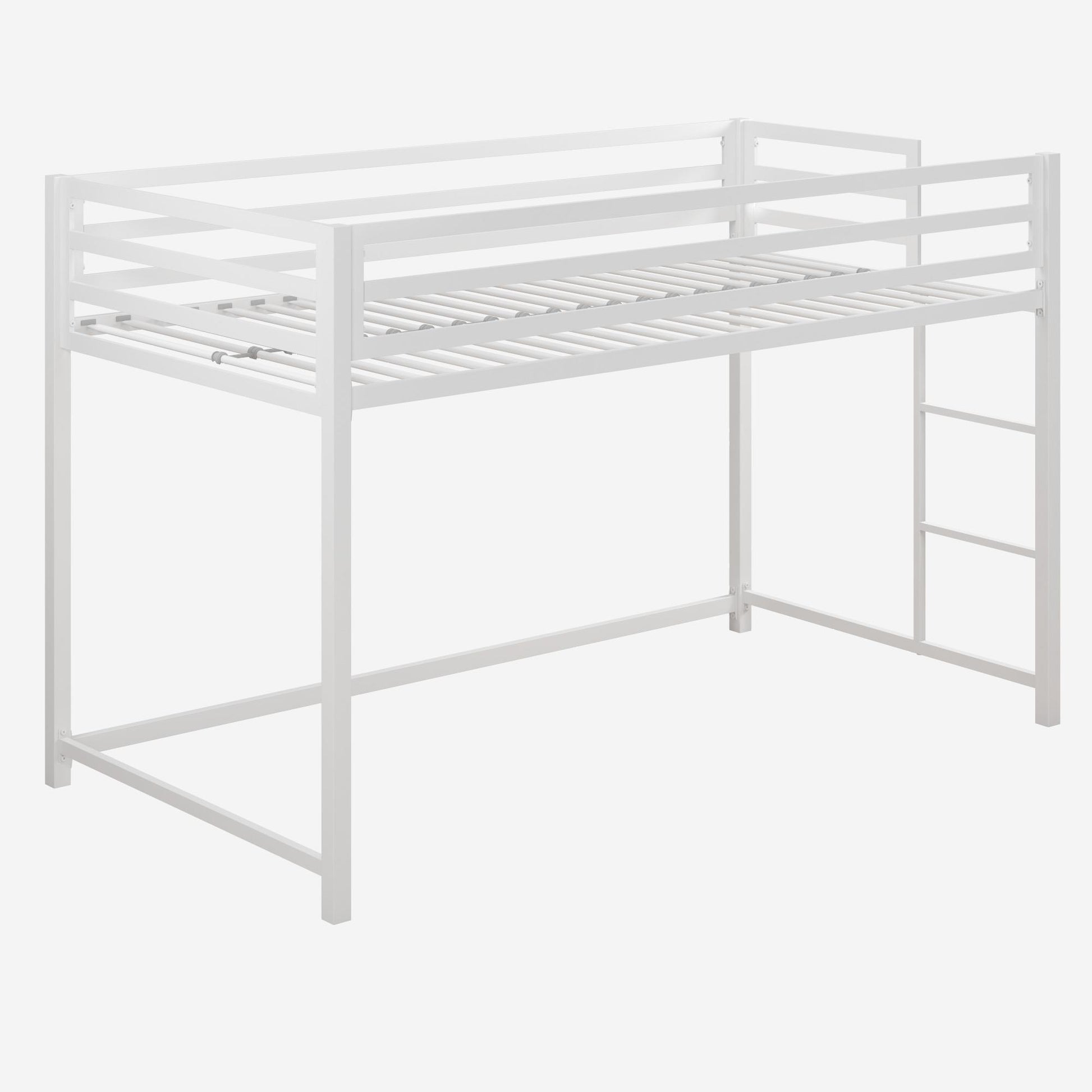 Miles Metal Junior Twin Loft Bed with Integrated Ladder - White - Twin