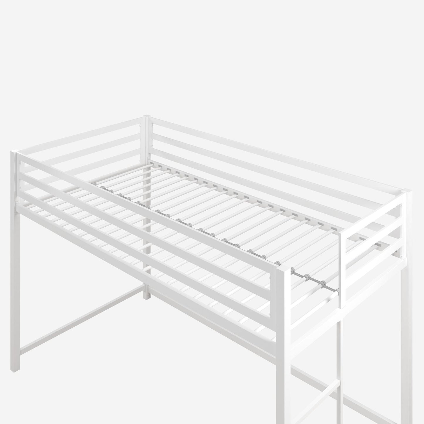 Miles Metal Junior Twin Loft Bed with Integrated Ladder - White - Twin