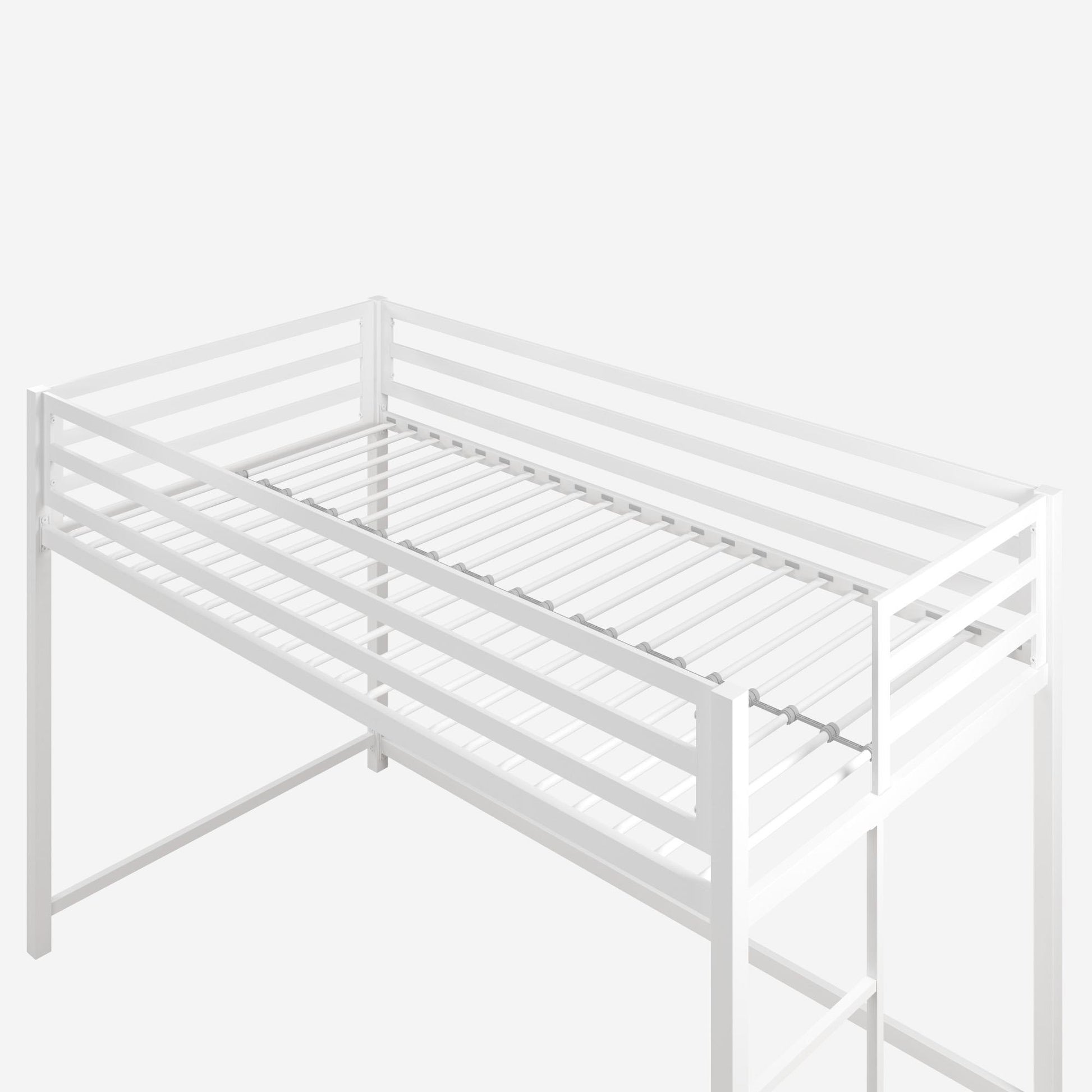 Miles Metal Junior Twin Loft Bed with Integrated Ladder - White - Twin