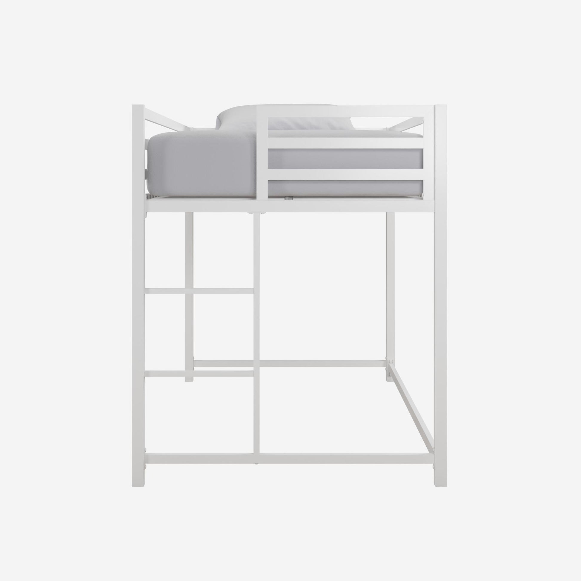 Miles Metal Junior Twin Loft Bed with Integrated Ladder - White - Twin
