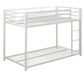 Miles Twin Over Twin Metal Bunk Bed with Secured Metal Slats and Integrated Ladder - White - Twin-Over-Twin