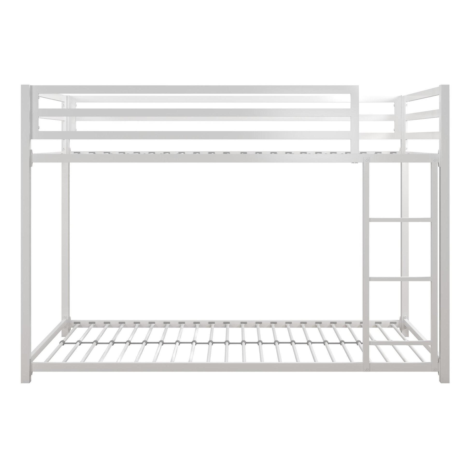 Miles Twin Over Twin Metal Bunk Bed with Secured Metal Slats and Integrated Ladder - White - Twin-Over-Twin