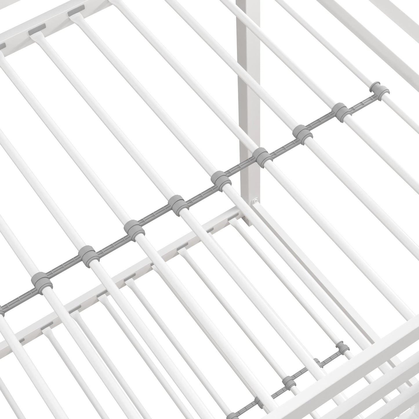 Miles Twin Over Twin Metal Bunk Bed with Secured Metal Slats and Integrated Ladder - White - Twin-Over-Twin