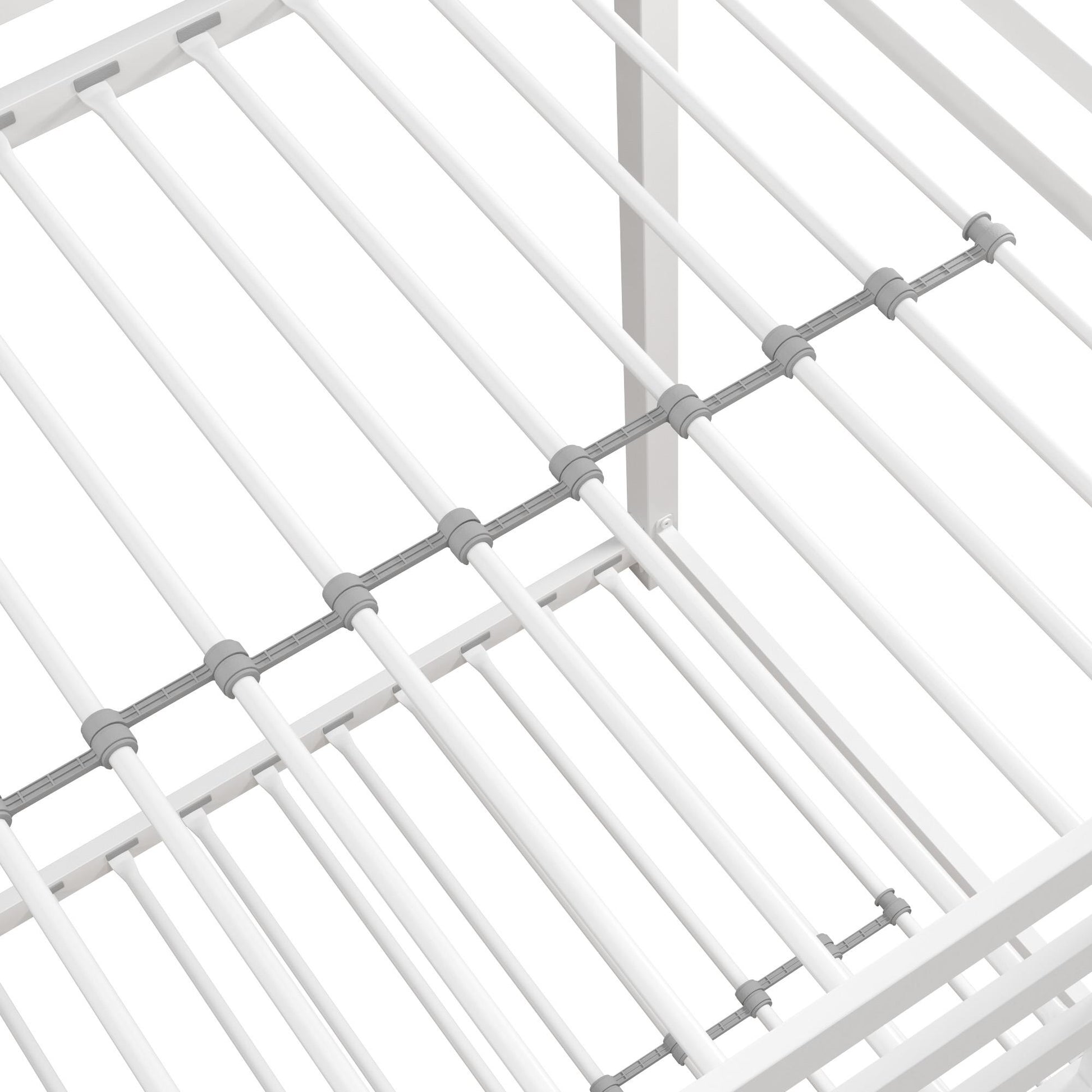 Miles Twin Over Twin Metal Bunk Bed with Secured Metal Slats and Integrated Ladder - White - Twin-Over-Twin