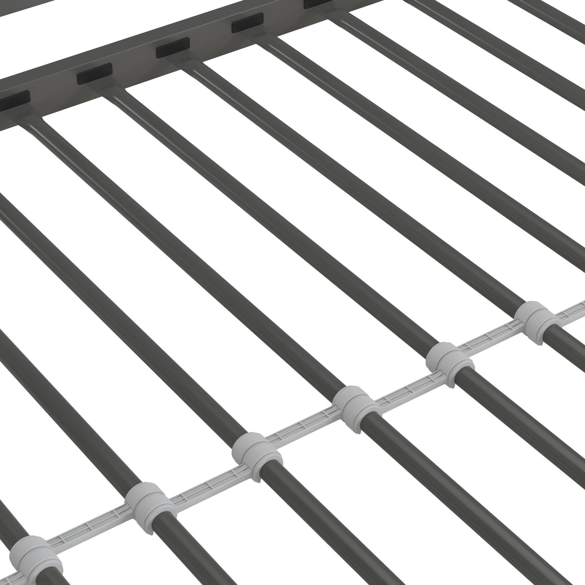 Nova Metal Loft Bed with Desk, 3 Shelves, Ladder and Full-Length Guardrails - Gray - Twin