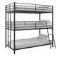 Everleigh Metal Triple Bunk Bed with Metal Slats and 2 Integrated Ladders - Black - Twin-Over-Twin