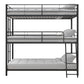 Everleigh Metal Triple Bunk Bed with Metal Slats and 2 Integrated Ladders - Black - Twin-Over-Twin