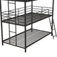 Everleigh Metal Triple Bunk Bed with Metal Slats and 2 Integrated Ladders - Black - Twin-Over-Twin