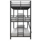 Everleigh Metal Triple Bunk Bed with Metal Slats and 2 Integrated Ladders - Black - Twin-Over-Twin
