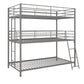 Everleigh Metal Triple Bunk Bed with Metal Slats and 2 Integrated Ladders - Silver - Twin-Over-Twin