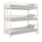 Everleigh Metal Triple Bunk Bed with Metal Slats and 2 Integrated Ladders - White - Twin-Over-Twin