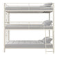 Everleigh Metal Triple Bunk Bed with Metal Slats and 2 Integrated Ladders - White - Twin-Over-Twin