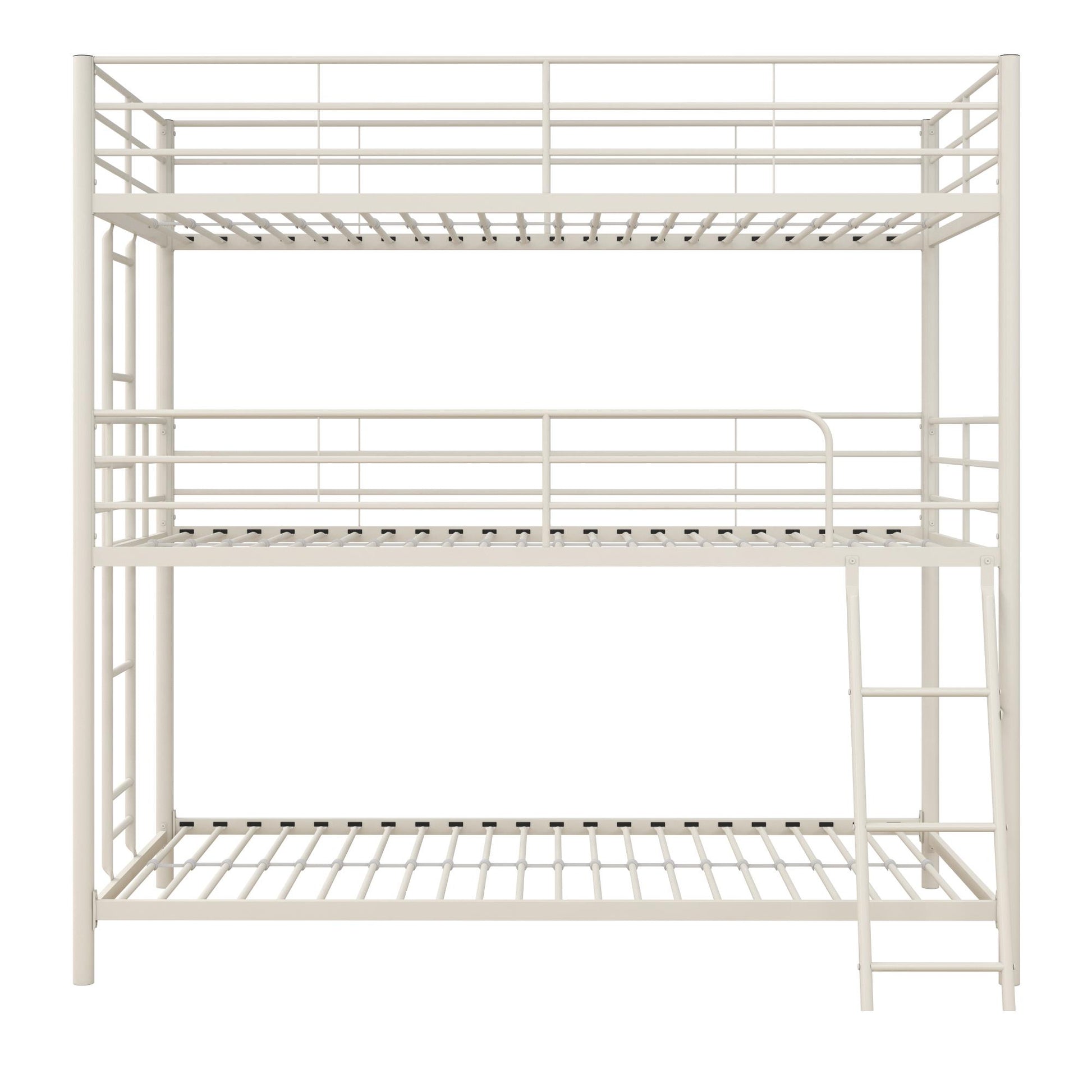 Everleigh Metal Triple Bunk Bed with Metal Slats and 2 Integrated Ladders - White - Twin-Over-Twin