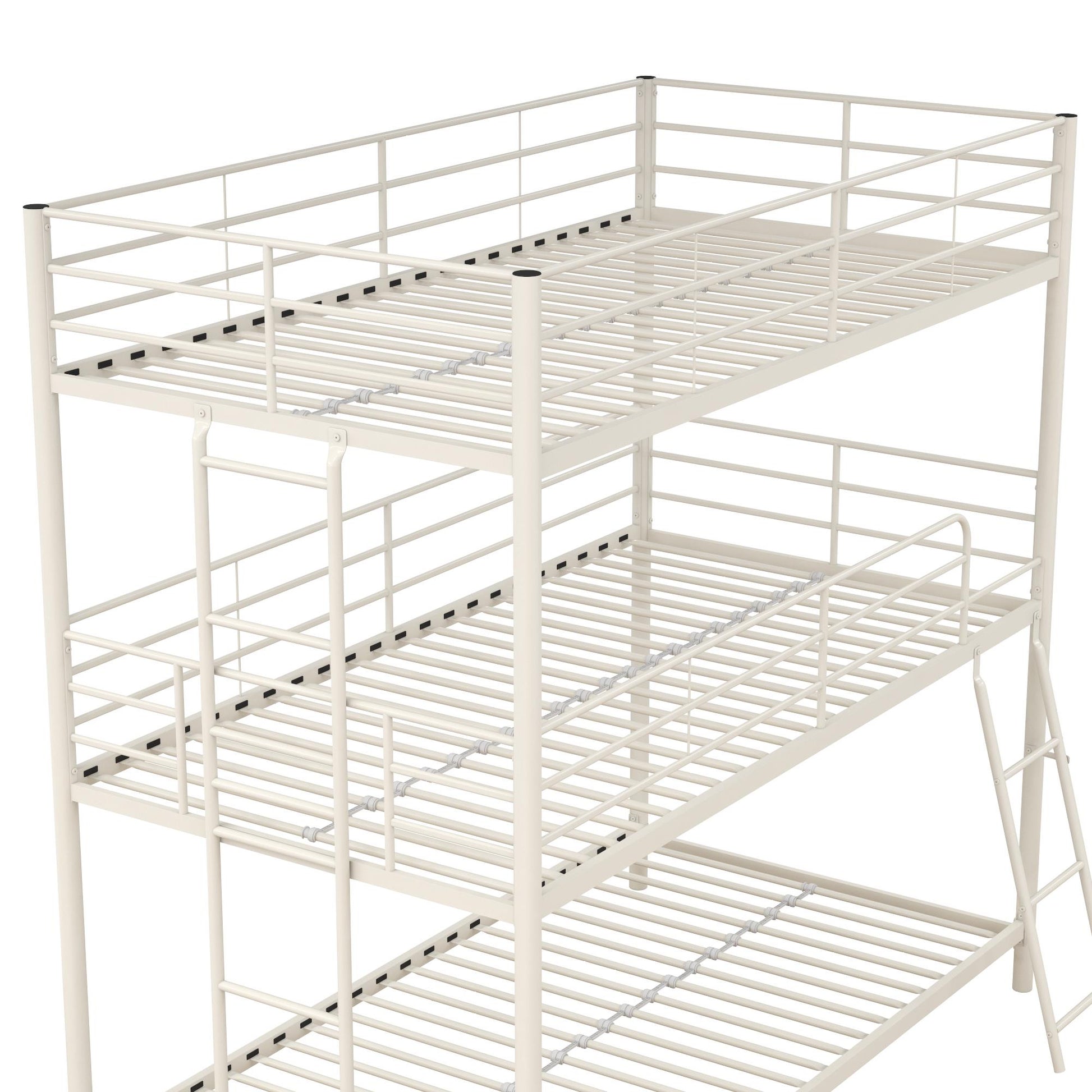 Everleigh Metal Triple Bunk Bed with Metal Slats and 2 Integrated Ladders - White - Twin-Over-Twin