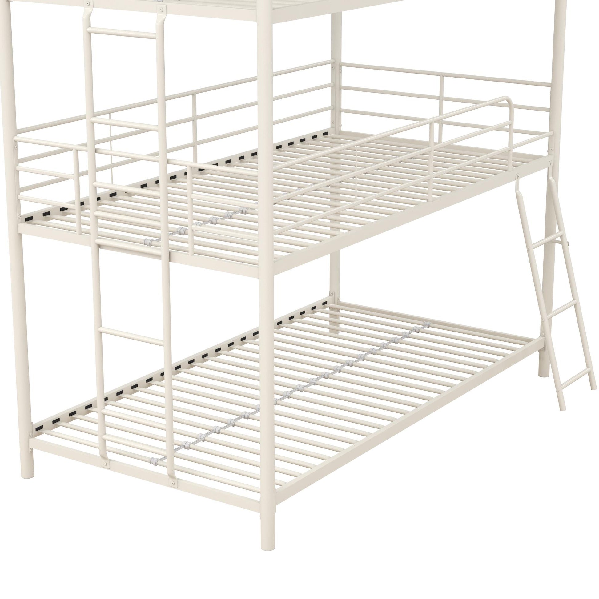 Everleigh Metal Triple Bunk Bed with Metal Slats and 2 Integrated Ladders - White - Twin-Over-Twin