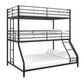 Metal Triple Bunk Bed with Metal Slats and 2 Integrated Ladders - Black - Twin-Over-Full