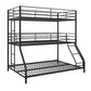 Metal Triple Bunk Bed with Metal Slats and 2 Integrated Ladders - Black - Twin-Over-Full