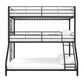 Metal Triple Bunk Bed with Metal Slats and 2 Integrated Ladders - Black - Twin-Over-Full