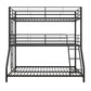 Metal Triple Bunk Bed with Metal Slats and 2 Integrated Ladders - Black - Twin-Over-Full