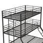 Metal Triple Bunk Bed with Metal Slats and 2 Integrated Ladders - Black - Twin-Over-Full
