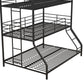 Metal Triple Bunk Bed with Metal Slats and 2 Integrated Ladders - Black - Twin-Over-Full