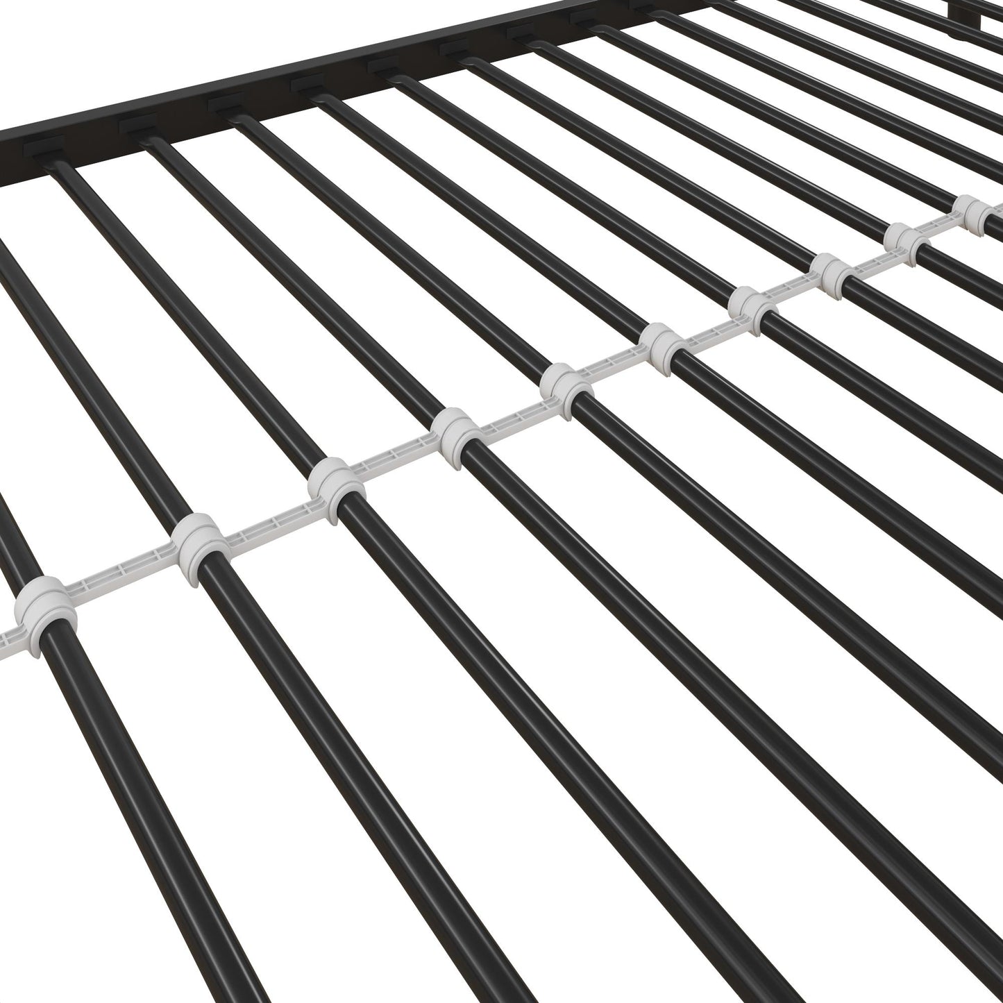 Metal Triple Bunk Bed with Metal Slats and 2 Integrated Ladders - Black - Twin-Over-Full