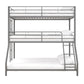 Metal Triple Bunk Bed with Metal Slats and 2 Integrated Ladders - Silver - Twin-Over-Full