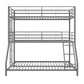 Metal Triple Bunk Bed with Metal Slats and 2 Integrated Ladders - Silver - Twin-Over-Full
