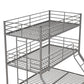 Metal Triple Bunk Bed with Metal Slats and 2 Integrated Ladders - Silver - Twin-Over-Full