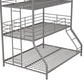 Metal Triple Bunk Bed with Metal Slats and 2 Integrated Ladders - Silver - Twin-Over-Full