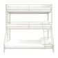 Metal Triple Bunk Bed with Metal Slats and 2 Integrated Ladders - White - Twin-Over-Full