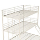 Metal Triple Bunk Bed with Metal Slats and 2 Integrated Ladders - White - Twin-Over-Full