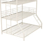 Metal Triple Bunk Bed with Metal Slats and 2 Integrated Ladders - White - Twin-Over-Full