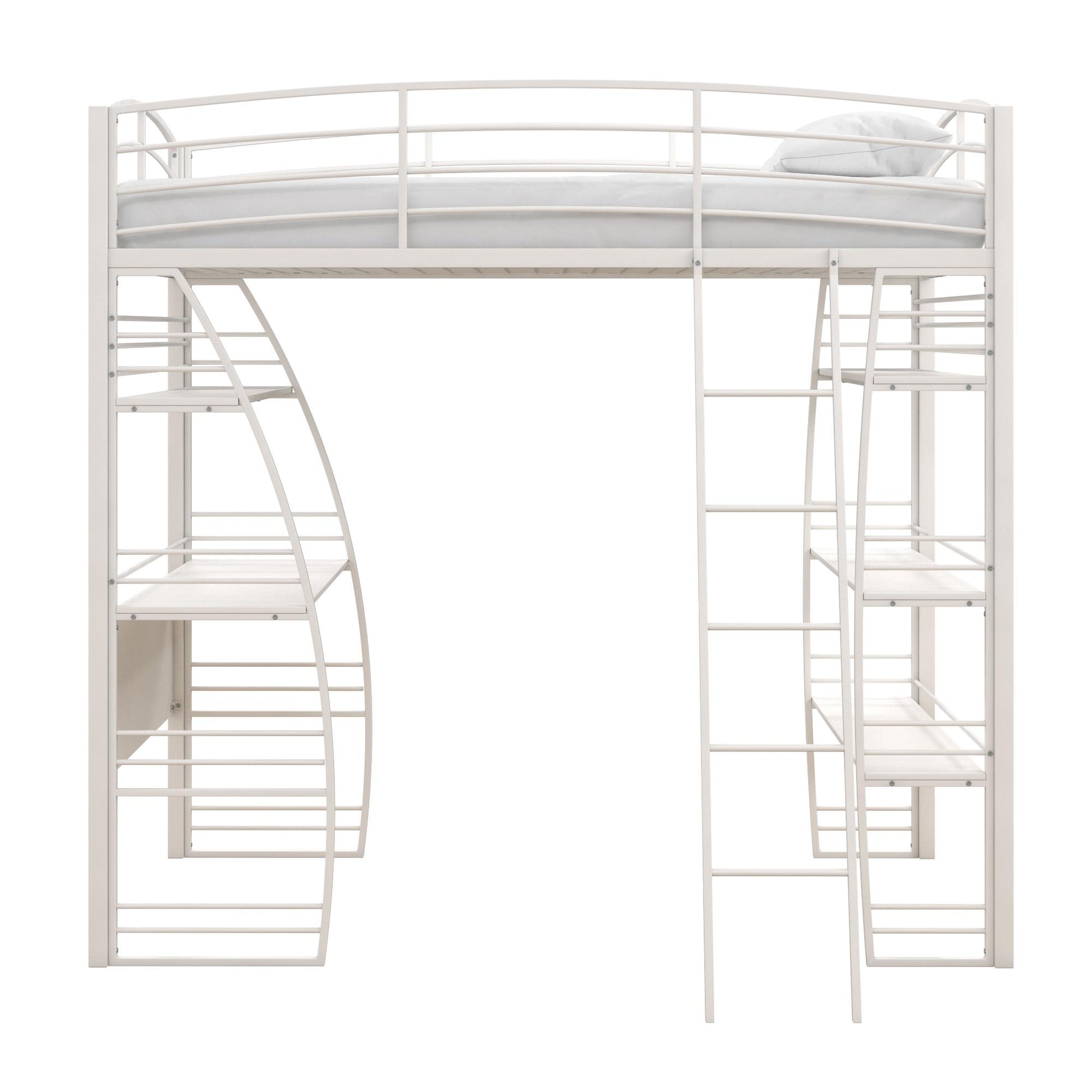 Sage Studio Twin Loft Bed with Integrated Desk and Shelves - White - Twin