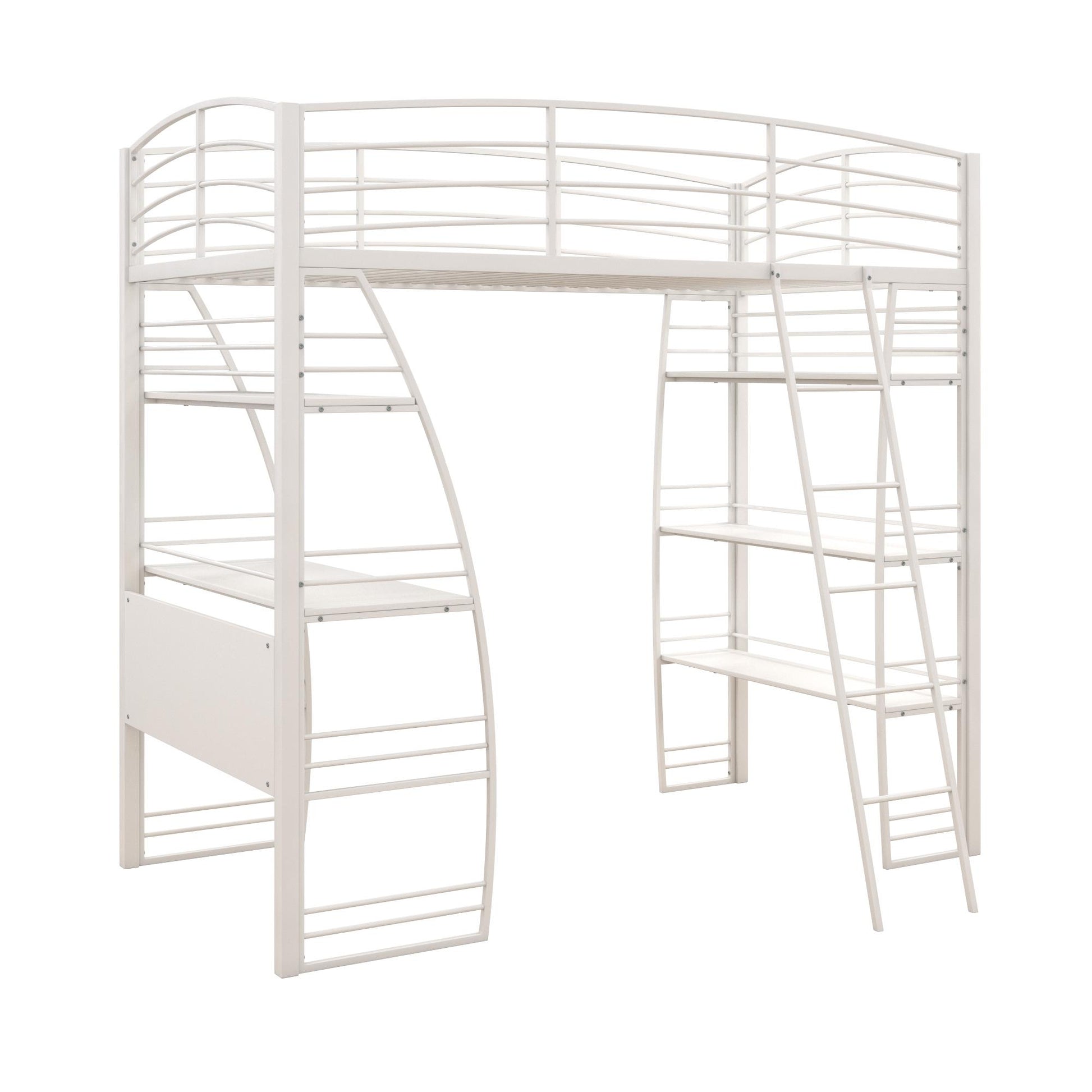 Sage Studio Twin Loft Bed with Integrated Desk and Shelves - White - Twin