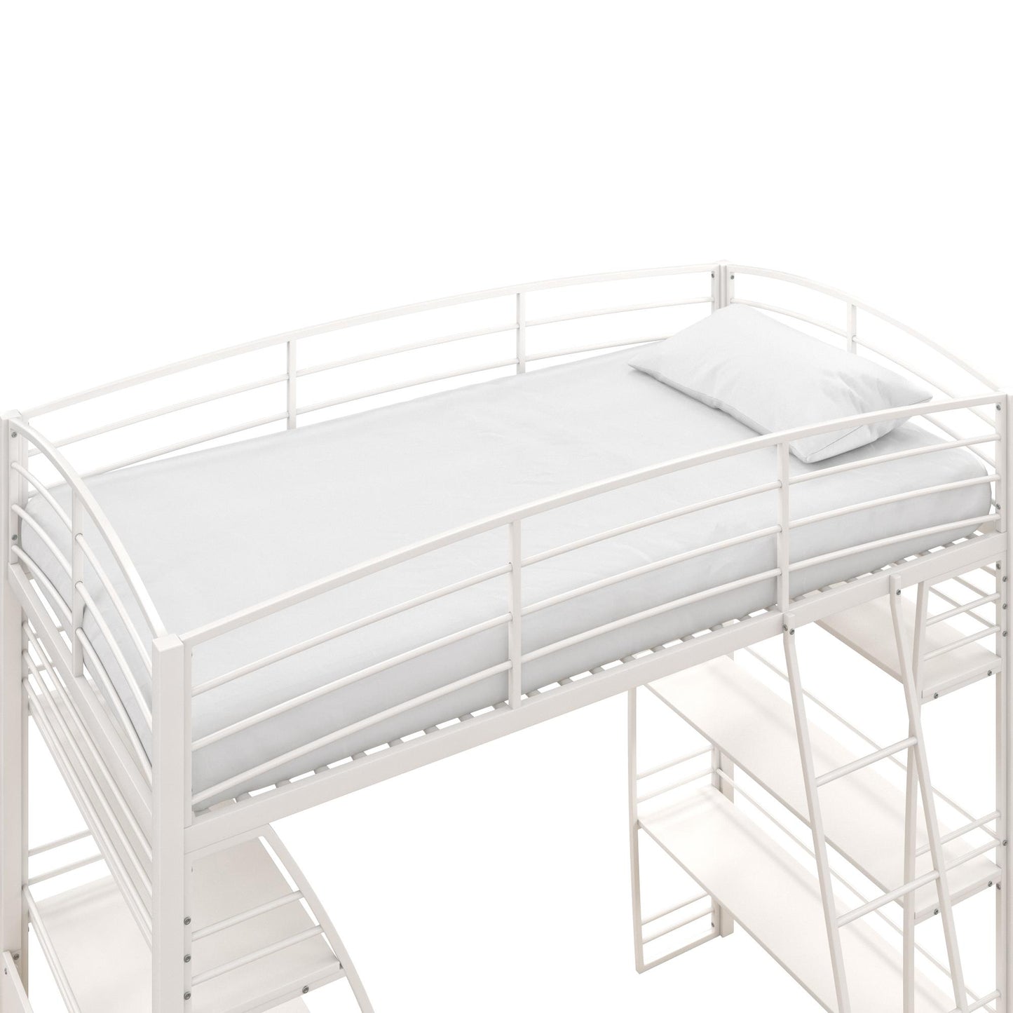 Sage Studio Twin Loft Bed with Integrated Desk and Shelves - White - Twin